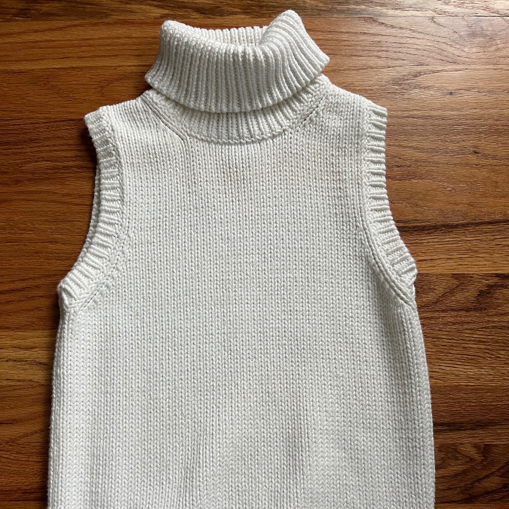 Vintage Ralph Lauren white 100% cotton pullover turtleneck sweater women P/P/XS